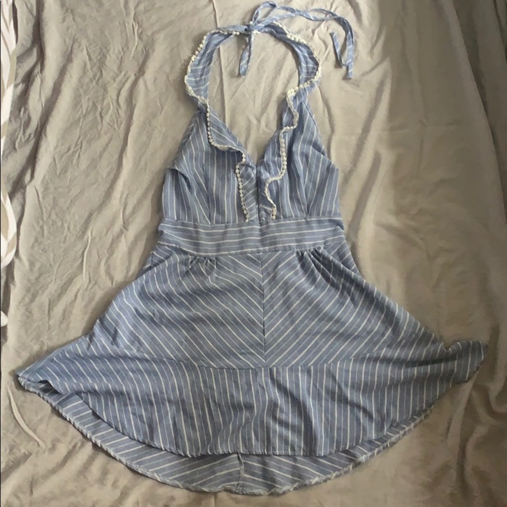 Fiali Striped Halter Dress with Open Back